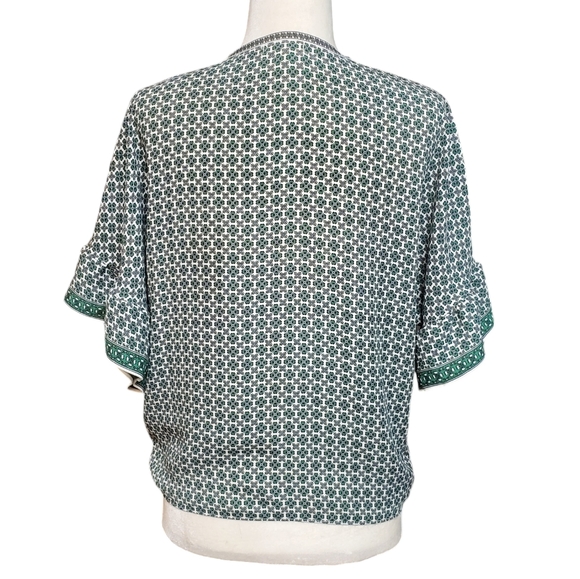 Max Studio Womens Ruffle Sleeve Printed Tie Front Blouse Size Small - Picture 6 of 14